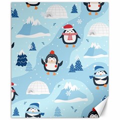 Christmas Seamless Pattern With Penguin Canvas 8  X 10  by Vaneshart