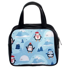 Christmas Seamless Pattern With Penguin Classic Handbag (two Sides) by Vaneshart