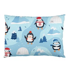 Christmas Seamless Pattern With Penguin Pillow Case by Vaneshart