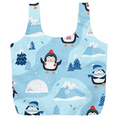 Christmas Seamless Pattern With Penguin Full Print Recycle Bag (xl) by Vaneshart