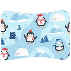 Christmas Seamless Pattern With Penguin Velour Seat Head Rest Cushion by Vaneshart