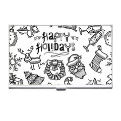 Christmas Seamless Pattern Doodle Style Business Card Holder by Vaneshart