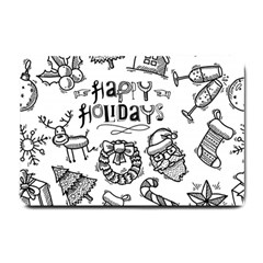 Christmas Seamless Pattern Doodle Style Small Doormat 