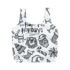 Christmas Seamless Pattern Doodle Style Full Print Recycle Bag (m) by Vaneshart