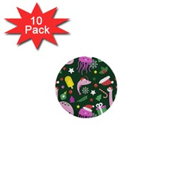 Colorful Funny Christmas Pattern 1  Mini Buttons (10 Pack)  by Vaneshart