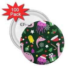 Colorful Funny Christmas Pattern 2 25  Buttons (100 Pack)  by Vaneshart