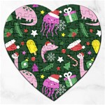 Colorful Funny Christmas Pattern Jigsaw Puzzle (Heart) Front