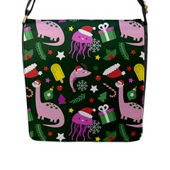 Colorful Funny Christmas Pattern Flap Closure Messenger Bag (l) by Vaneshart