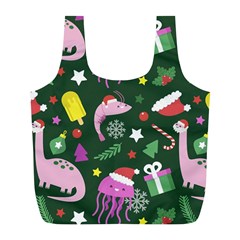 Colorful Funny Christmas Pattern Full Print Recycle Bag (l) by Vaneshart