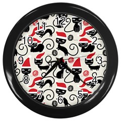 Cute Christmas Seamless Pattern Vector Wall Clock (black) by Vaneshart