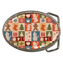 Cute Christmas Seamless Pattern Vector Belt Buckles by Vaneshart