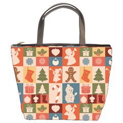 Cute Christmas Seamless Pattern Vector Bucket Bag by Vaneshart