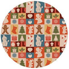 Cute Christmas Seamless Pattern Vector Wooden Bottle Opener (round) by Vaneshart