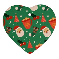 Colorful Funny Christmas Pattern Heart Ornament (two Sides) by Vaneshart