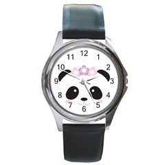 Panda Face Round Metal Watch