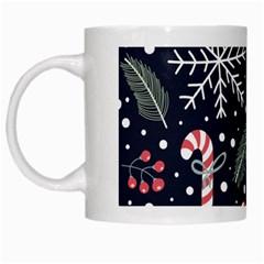 Holiday Seamless Pattern With Christmas Candies Snoflakes Fir Branches Berries White Mugs