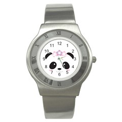 Panda Face Stainless Steel Watch