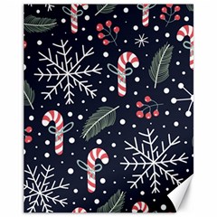 Holiday Seamless Pattern With Christmas Candies Snoflakes Fir Branches Berries Canvas 11  X 14  by Vaneshart