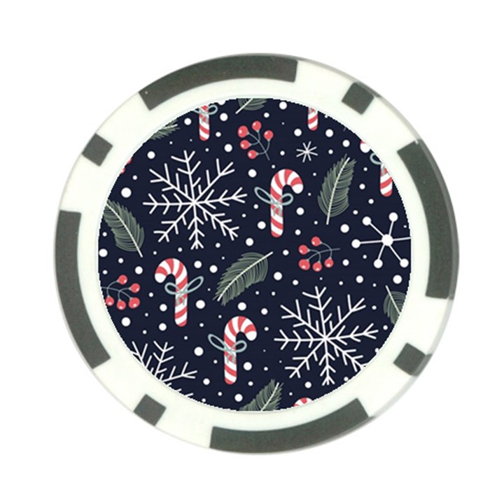 Holiday Seamless Pattern With Christmas Candies Snoflakes Fir Branches Berries Poker Chip Card Guard (10 pack)