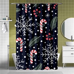 Holiday Seamless Pattern With Christmas Candies Snoflakes Fir Branches Berries Shower Curtain 48  X 72  (small)  by Vaneshart