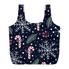 Holiday Seamless Pattern With Christmas Candies Snoflakes Fir Branches Berries Full Print Recycle Bag (l) by Vaneshart