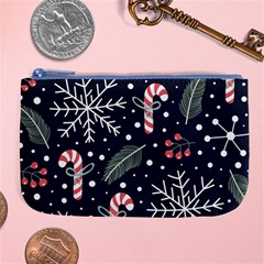 Holiday Seamless Pattern With Christmas Candies Snoflakes Fir Branches Berries Large Coin Purse by Vaneshart