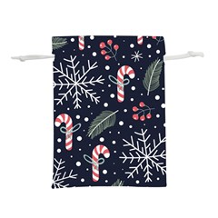 Holiday Seamless Pattern With Christmas Candies Snoflakes Fir Branches Berries Lightweight Drawstring Pouch (m) by Vaneshart