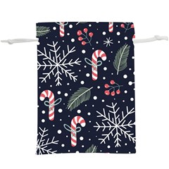 Holiday Seamless Pattern With Christmas Candies Snoflakes Fir Branches Berries  Lightweight Drawstring Pouch (xl) by Vaneshart