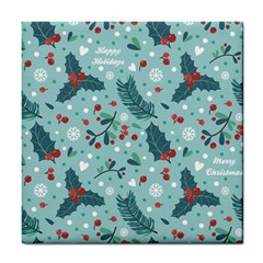 Seamless Pattern With Berries Leaves Tile Coaster by Vaneshart