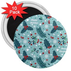 Seamless Pattern With Berries Leaves 3  Magnets (10 Pack)  by Vaneshart