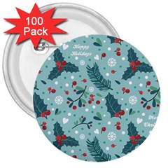 Seamless Pattern With Berries Leaves 3  Buttons (100 Pack)  by Vaneshart