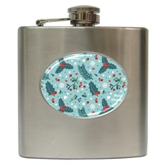 Seamless Pattern With Berries Leaves Hip Flask (6 Oz) by Vaneshart