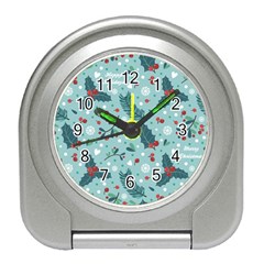 Seamless Pattern With Berries Leaves Travel Alarm Clock by Vaneshart