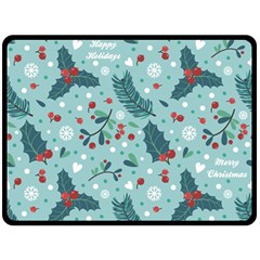 Seamless Pattern With Berries Leaves Fleece Blanket (large)  by Vaneshart