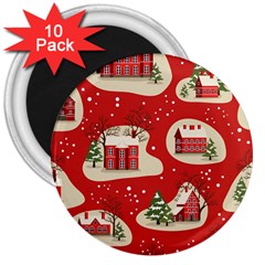 Christmas New Year Seamless Pattern 3  Magnets (10 Pack)  by Vaneshart