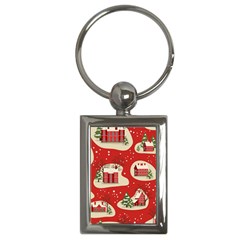 Christmas New Year Seamless Pattern Key Chain (rectangle)