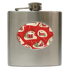 Christmas New Year Seamless Pattern Hip Flask (6 Oz) by Vaneshart