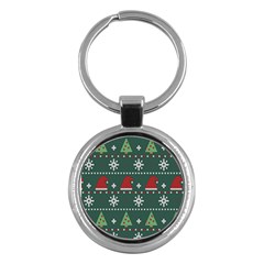 Beautiful Knitted Christmas Pattern Key Chain (round)