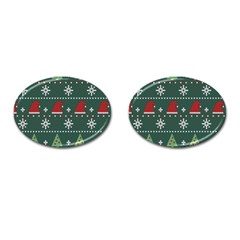 Beautiful Knitted Christmas Pattern Cufflinks (oval) by Vaneshart