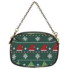 Beautiful Knitted Christmas Pattern Chain Purse (one Side) by Vaneshart