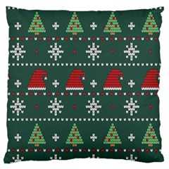 Beautiful Knitted Christmas Pattern Large Flano Cushion Case (two Sides) by Vaneshart