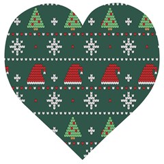 Beautiful Knitted Christmas Pattern Wooden Puzzle Heart by Vaneshart