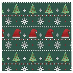 Beautiful Knitted Christmas Pattern Wooden Puzzle Square by Vaneshart