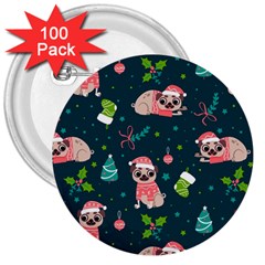 Pattern Christmas Funny 3  Buttons (100 Pack)  by Vaneshart