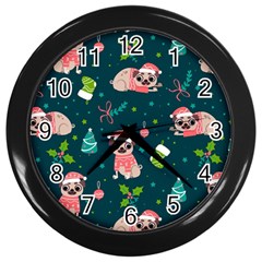 Pattern Christmas Funny Wall Clock (black) by Vaneshart