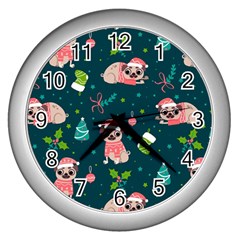 Pattern Christmas Funny Wall Clock (silver) by Vaneshart