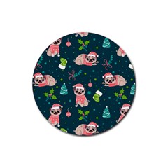 Pattern Christmas Funny Rubber Round Coaster (4 Pack)  by Vaneshart