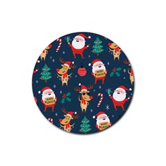 Funny Christmas Pattern Rubber Coaster (round)  by Vaneshart