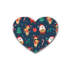 Funny Christmas Pattern Heart Coaster (4 Pack)  by Vaneshart