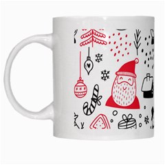 Christmas Themed Seamless Pattern White Mugs by Vaneshart